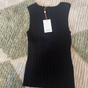 Quince Elegant Black Ribbed Tank Top